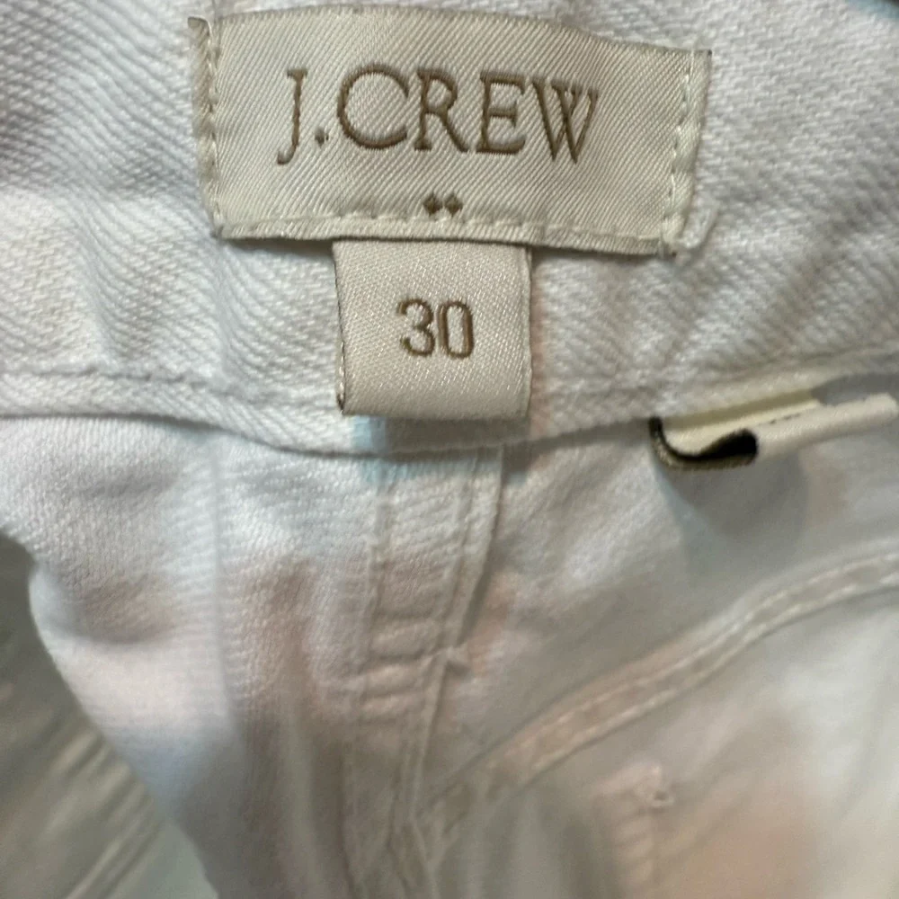 J. Crew White Ankle Distressed Jeans Sz 30, Inseam 25 inches, 100% Cotton‎